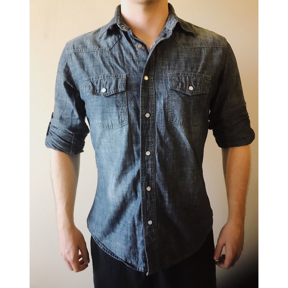 Chambray dark denim men’s shirt